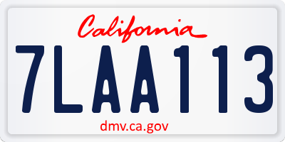 CA license plate 7LAA113