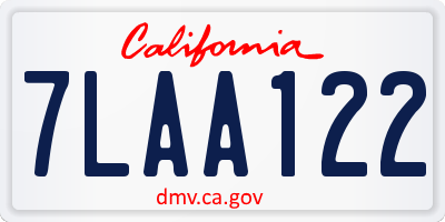 CA license plate 7LAA122