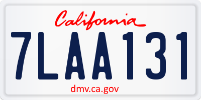 CA license plate 7LAA131
