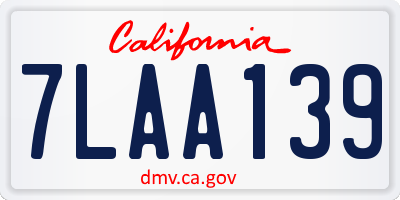 CA license plate 7LAA139