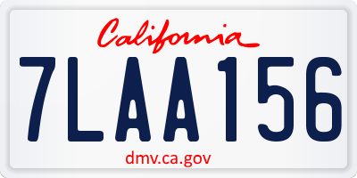 CA license plate 7LAA156