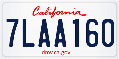 CA license plate 7LAA160