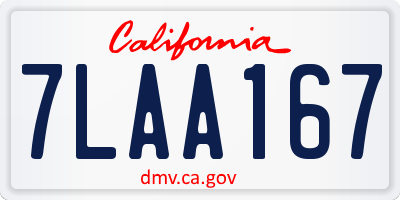 CA license plate 7LAA167