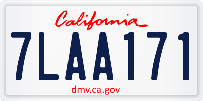 CA license plate 7LAA171