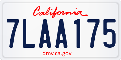 CA license plate 7LAA175