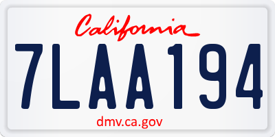 CA license plate 7LAA194