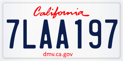 CA license plate 7LAA197