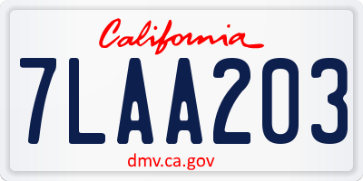CA license plate 7LAA203