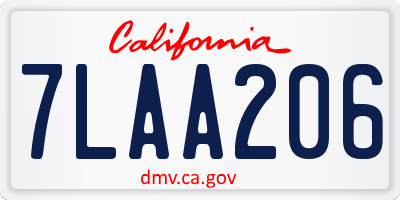CA license plate 7LAA206