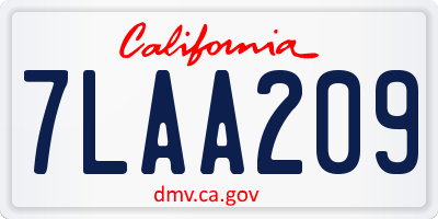 CA license plate 7LAA209