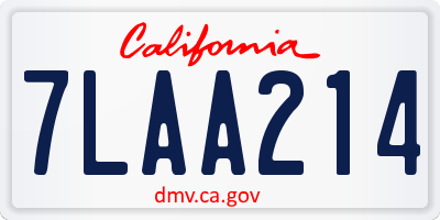 CA license plate 7LAA214