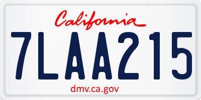 CA license plate 7LAA215