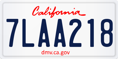 CA license plate 7LAA218