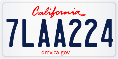 CA license plate 7LAA224