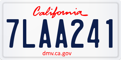 CA license plate 7LAA241