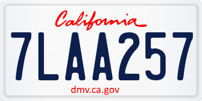 CA license plate 7LAA257