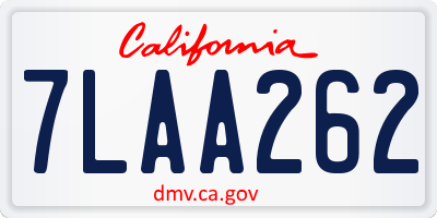 CA license plate 7LAA262