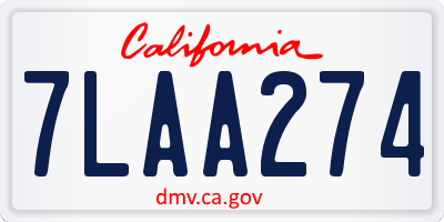 CA license plate 7LAA274
