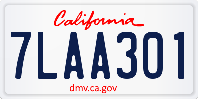 CA license plate 7LAA301