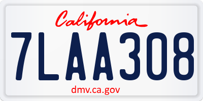 CA license plate 7LAA308