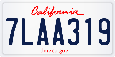CA license plate 7LAA319