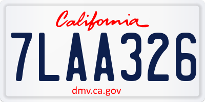CA license plate 7LAA326