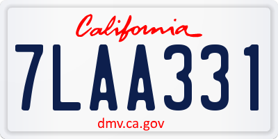 CA license plate 7LAA331