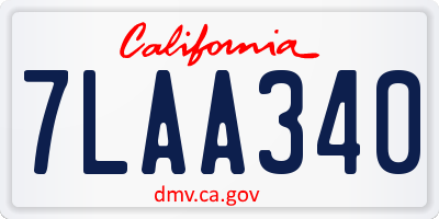 CA license plate 7LAA340