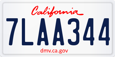 CA license plate 7LAA344