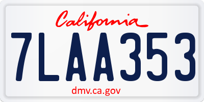 CA license plate 7LAA353