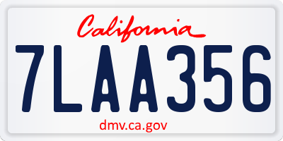 CA license plate 7LAA356