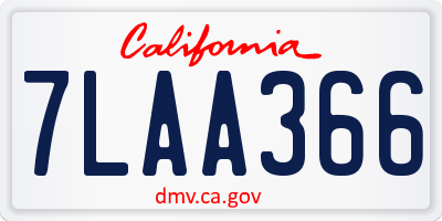 CA license plate 7LAA366