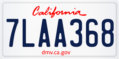 CA license plate 7LAA368
