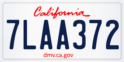 CA license plate 7LAA372
