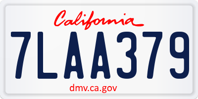 CA license plate 7LAA379