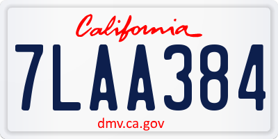 CA license plate 7LAA384
