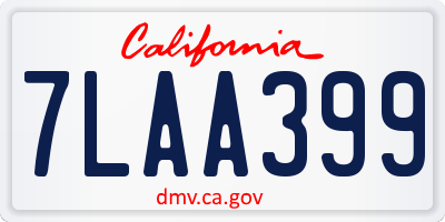 CA license plate 7LAA399