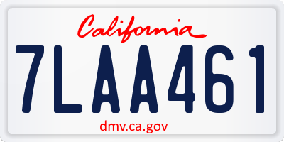 CA license plate 7LAA461
