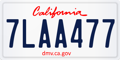 CA license plate 7LAA477