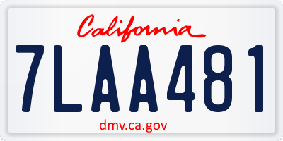 CA license plate 7LAA481