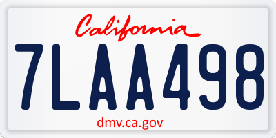 CA license plate 7LAA498