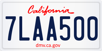 CA license plate 7LAA500