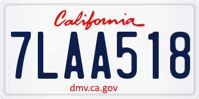 CA license plate 7LAA518