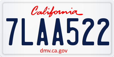 CA license plate 7LAA522