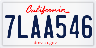 CA license plate 7LAA546