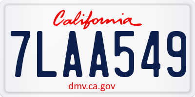 CA license plate 7LAA549