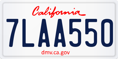 CA license plate 7LAA550