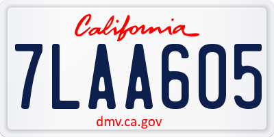 CA license plate 7LAA605
