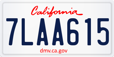 CA license plate 7LAA615