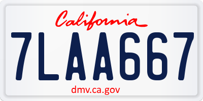 CA license plate 7LAA667